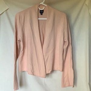 Eileen Fisher cashmere/silk shell pink shawl collar wrap cardigan